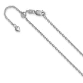 14K White Gold Adjustable 1.65mm Semi-Solid D/C Cable Chain
